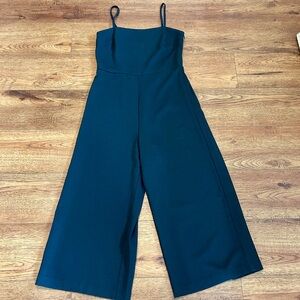 Black Wide Legged Cropped Jumpsuit